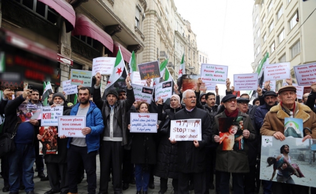 Rusya Başkonsolosluğu önünde ‘Doğu Guta’ protestosu