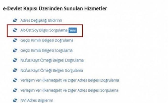 Soyağacı sorgulama yeniden aktif edildi