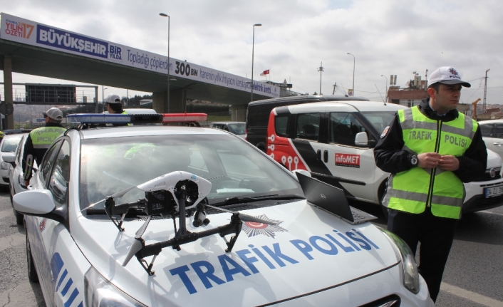 Drone ile yapılan trafik denetimi sürücülere göz açtırmıyor