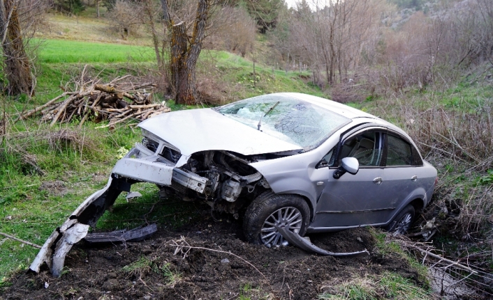 Yoldan çıkan otomobil çaya uçtu: 1 ölü, 1 yaralı