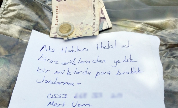 Bahçeden erik yiyen jandarma para ve not bıraktı