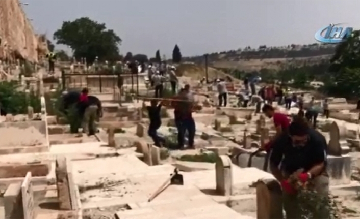 Filistinliler tarihi mezarlıkta temizlik yaptı