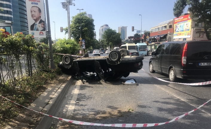 Levent’te otomobil takla attı: 1 yaralı