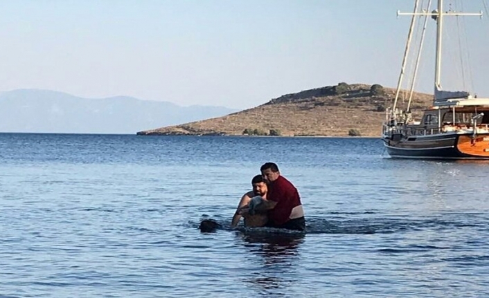 Boğulmak üzere olan genci belediye başkanı kurtardı