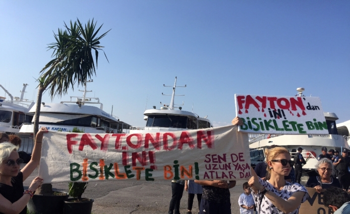 Büyükada’da ‘Faytona son, atlara özgürlük’ eylemi 