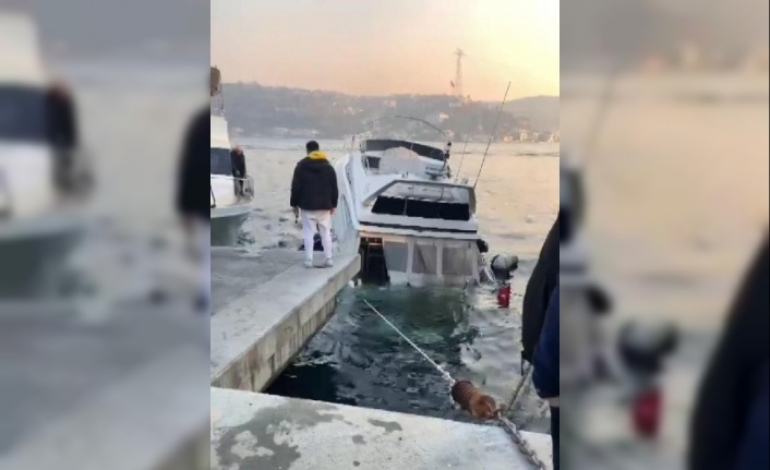 Bebek Sahili'nde su alan lüks tekne battı