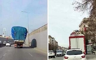 Aşırı yüklü kamyonların tehlikeli yolculuğu...