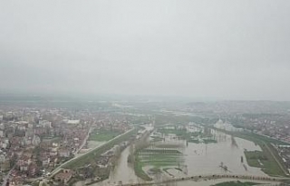Edirne’de taşkın havadan görüntülendi