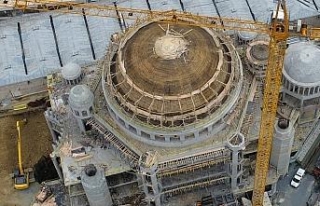 Taksim Camii inşaatında son durum havadan görüntülendi