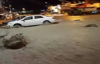 Sel suları otomobilleri önüne kattı
