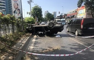 Levent’te otomobil takla attı: 1 yaralı