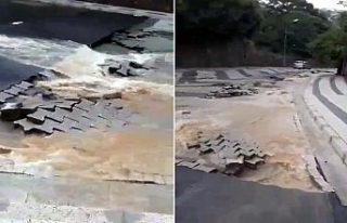 Çengelköy’de yağış nedeniyle yol çöktü