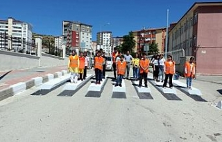 Çocuklardan üç boyutlu yaya geçidi