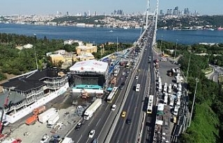 Şehitler Köprüsündeki hazırlıklar havadan görüntülendi