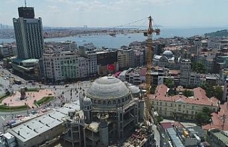 Taksim Camii’nde son durum havadan görüntülendi