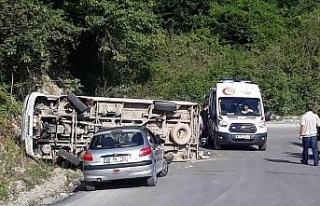 Yolcu minibüsü devrildi: 8 yaralı