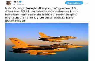 Kuzey Irak’ta 3 terörist etkisiz hale getirildi