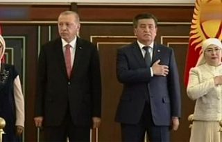 Erdoğan Kırgızistan’da resmi törenle karşılandı