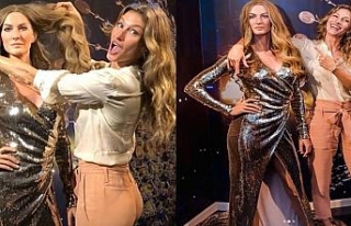 Gisele Bündchen balmumu heykeliyle poz verdi