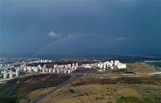 Gökkuşağının eşsiz manzarası havadan görüntülendi