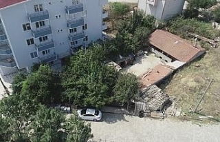Şarbonlu hayvanın alındığı adres havadan görüntülendi
