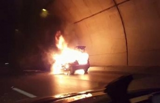 Tünelde yanan araç infilak etti