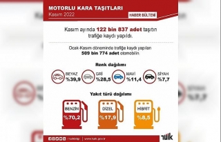 TÜİK: Kasımda 122 bin 837 taşıtın trafiğe kaydı...