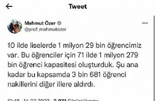 Bakan Özer: 71 ilde 1 milyon 279 bin öğrenci kapasitesi...