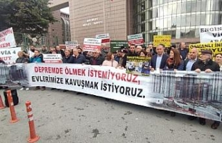 Konut mağdurları Bakırköy Adliyesi önünde basın...