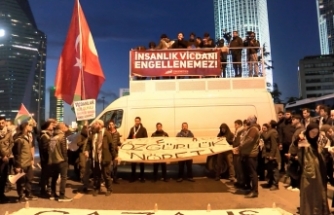 İstanbul- Gazze yardım gemisine gerçekleştirilen saldırı, İsrail Başkonsolosluğu önünde protesto edildi