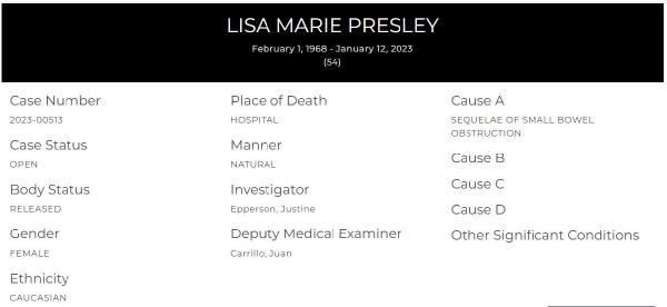 Lisa Marie Presley’in ölüm sebebi: Bağırsak tıkanıklığı