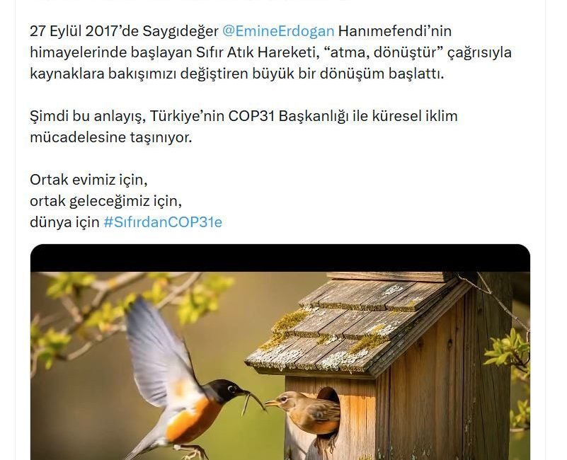 Bakan Kurum: Sıfır Atık anlayışı, Türkiye’nin COP31 başkanlığı ile küresel iklim mücadelesine taşınıyor ANKARA, – ÇEVRE, Şehircilik ve İklim Değişikliği Bakanı Murat Kurum,