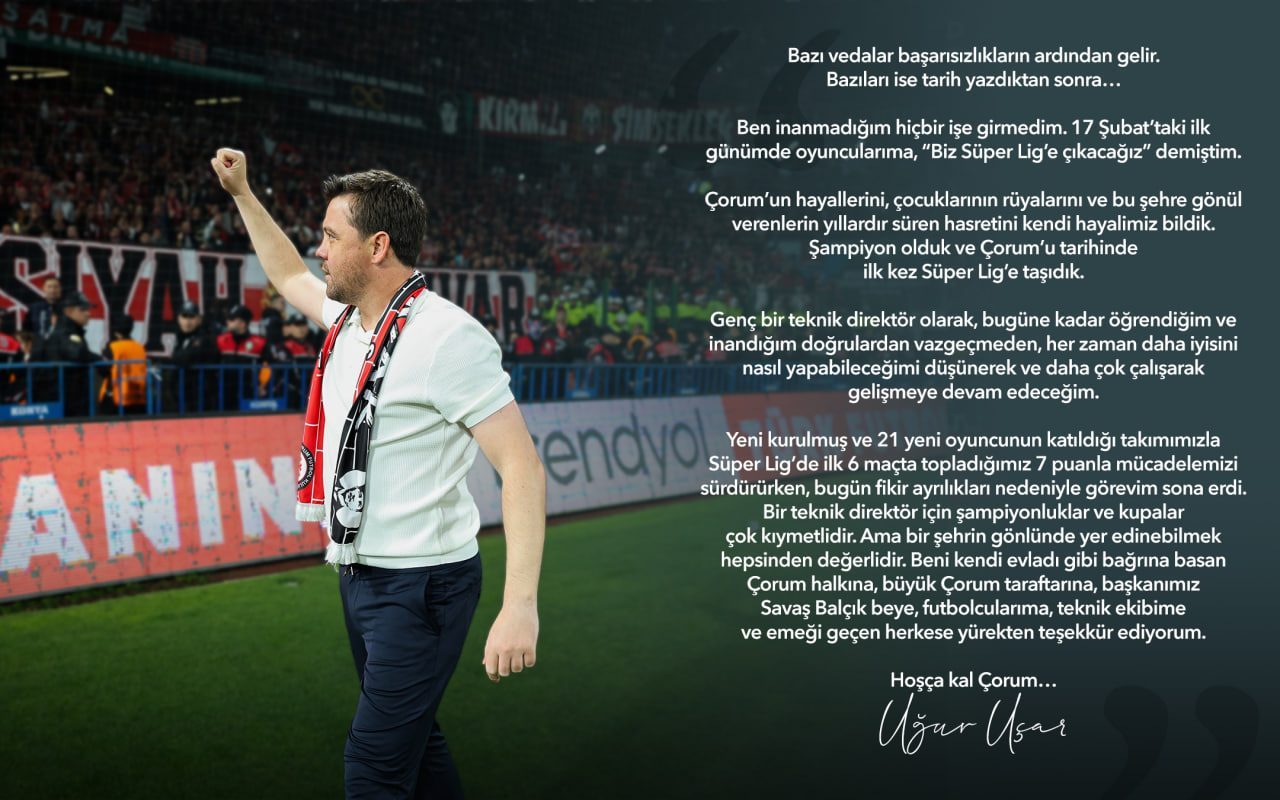 Yusuf ÇINAR / ÇORUM, – TEKNİK direktör Uğur Uçar, Arca