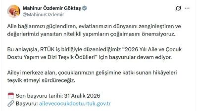 ANKARA, – AİLE ve Sosyal Hizmetler Bakanı Mahinur Özdemir Göktaş,
