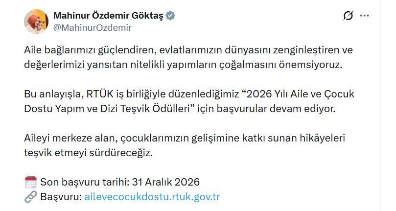 ANKARA, – AİLE ve Sosyal Hizmetler Bakanı Mahinur Özdemir Göktaş,