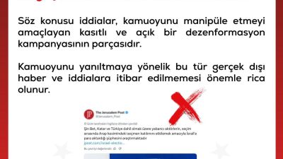 ANKARA, – İLETİŞİM Başkanlığı Dezenformasyonla Mücadele Merkezi (DMM), Türkiye’nin İsrail’deki