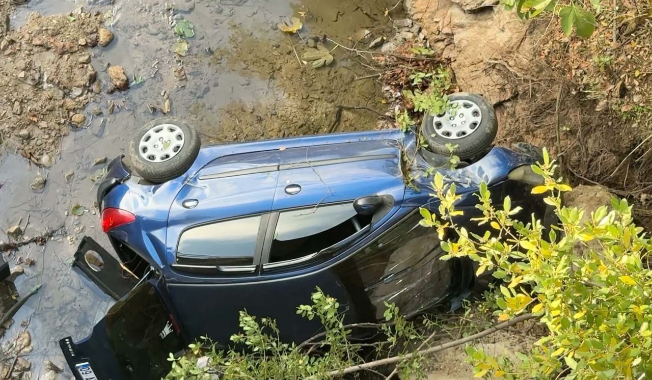 Otomobil, dereye uçtu; 3 yaralı Melek FIRAT/AYDIN, – AYDIN’ın Efeler ilçesinde dereye düşen otomobildeki 3